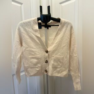 Banana Republic Cream V-Neck Button Cardigan
